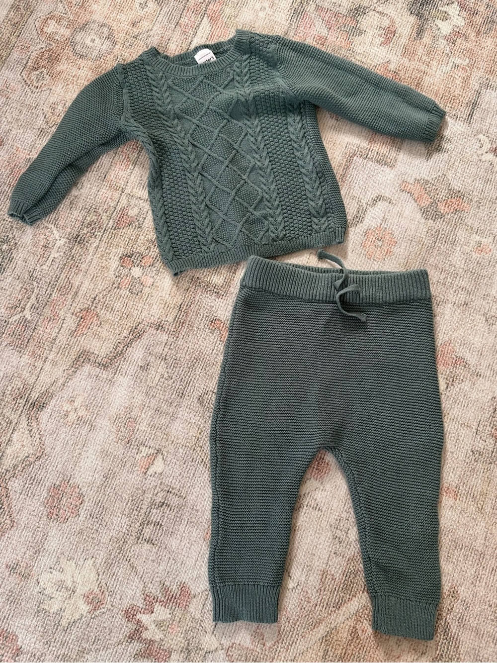 Carters Baby Knit Sweater and Pants Set - Sage Green